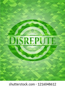 Disrepute green emblem with triangle mosaic background