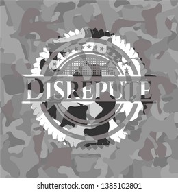 Disrepute grey camo emblem. Vector Illustration.