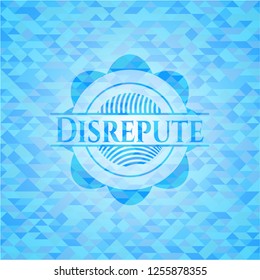 Disrepute sky blue emblem with mosaic ecological style background