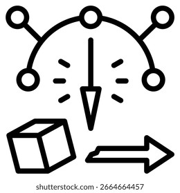 Ilustración vectorial de línea de iconos de sistemas de entrega interrumpidos