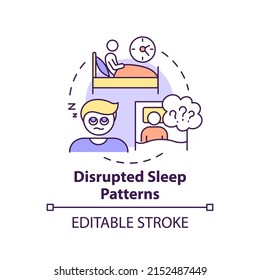 Disrupted sleep patterns concept icon. Health disorder. Downside of social media abstract idea thin line illustration. Isolated outline drawing. Editable stroke. Arial, Myriad Pro-Bold fonts used