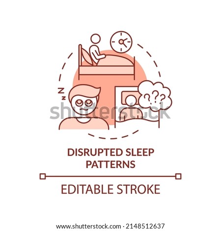 Disrupted sleep patterns terracotta concept icon. Downside of social media abstract idea thin line illustration. Isolated outline drawing. Editable stroke. Arial, Myriad Pro-Bold fonts used
