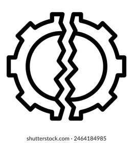 Disrupted startup project icon outline vector. Business collapse. Development crisis problem
