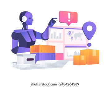 Disruption Forecasting with AI abstract concept vector illustration. Supply Chain Management. Predict potential natural disasters or transportation issues with AI Technology. abstract metaphor.