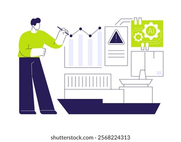 Disruption Forecasting with AI abstract concept vector illustration. Supply Chain Management. Predict potential natural disasters or transportation issues with AI Technology. abstract metaphor.