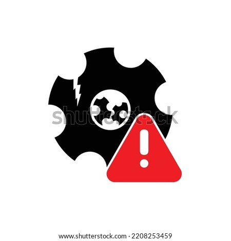 disruption icon with broken gear wheel. concept of repair or maintenance symbol. 