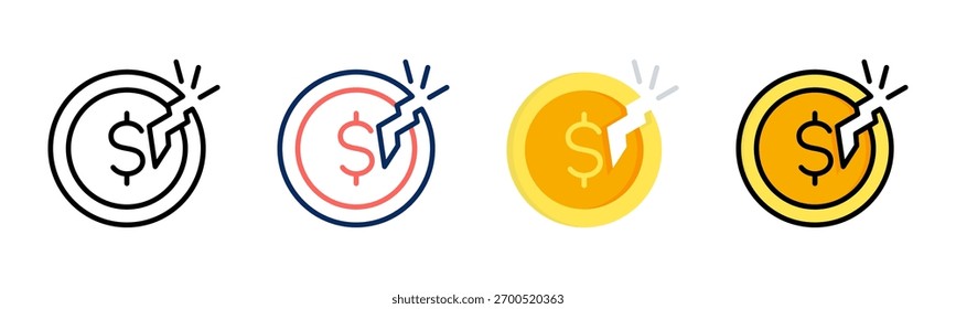 Conjunto de iconos de interrupción colección de estilos múltiples