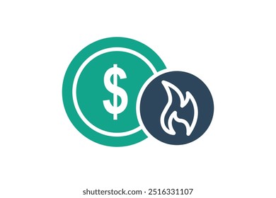 Ícone de interrupção. estilo de ícone sólido. dólar com fogo. ícone relacionado a SWOT. elementos de negócios ilustração de vetor