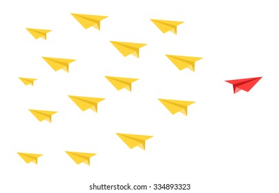 disruptive color paper planes concept 