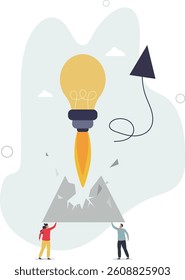 Disruptive innovation with breakthrough change effect .Effective, fast and powerful product with creative project launch .flat character life .
