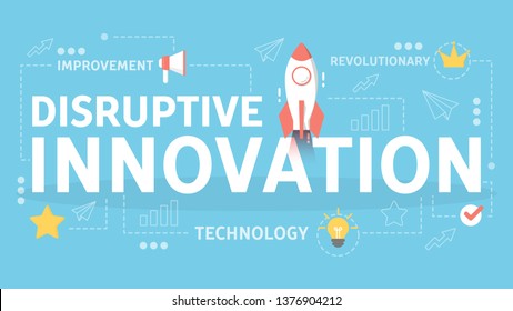 Disruptive Innovation Concept. Creative Idea And Unique Invention. Revolutionary Solution On Market. Flat Vector Illustration