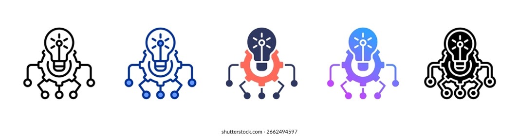 Coleção de vários estilos de folha de ícone Inovação com Interrupções