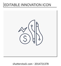 Disruptive Innovation Line Icon.Absolutely New Technology Changes Way Of Industry Or Market Functions. Creating New Value Proposition.Innovation Concept. Isolated Vector Illustration. Editable Stroke