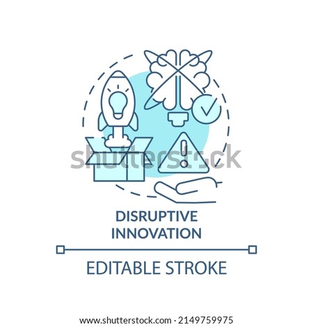 Disruptive innovation turquoise concept icon. Form of innovation abstract idea thin line illustration. Create new market. Isolated outline drawing. Editable stroke. Arial, Myriad Pro-Bold fonts used