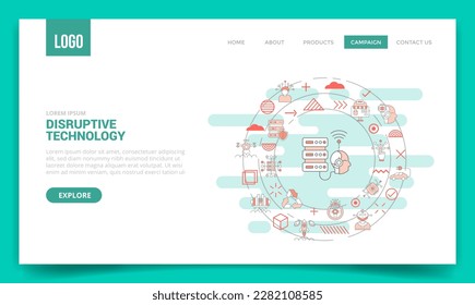 disruptive technology concept with circle icon for website template or landing page homepage