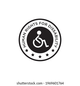 Dissability right sticker logo design vector template