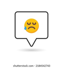 Dissapointed Face Emoji On White Background - Vector Illustration