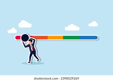 Dissatisfaction, dislike or negative feedback, angry customer or dissatisfied employee, angry review, disappointment rating or complaint concept, man pushing rating bar to dissatisfaction level.