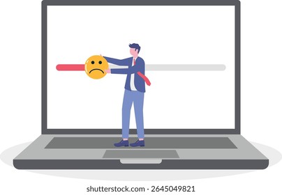 Dissatisfaction, dislike or negative feedback, angry customer or dissatisfied employee,
