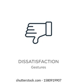 Dissatisfaction icon. Thin linear dissatisfaction outline icon isolated on white background from gestures collection. Line vector sign, symbol for web and mobile