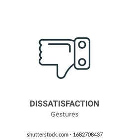 Dissatisfaction outline vector icon. Thin line black dissatisfaction icon, flat vector simple element illustration from editable gestures concept isolated stroke on white background