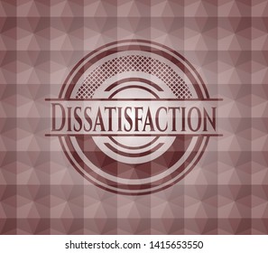 Dissatisfaction red seamless emblem with geometric pattern.