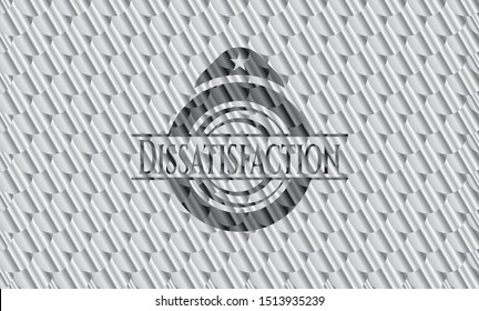 Dissatisfaction silver color badge or emblem. Scales pattern. Vector Illustration. Detailed.