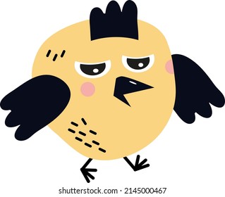 Dissatisfied bird, illustration, vector on a white background.