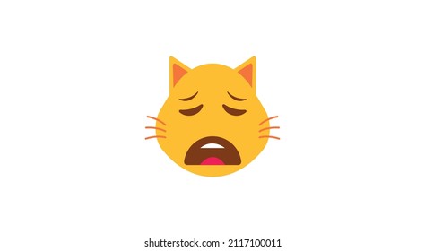 Dissatisfied cat face vector emoji.