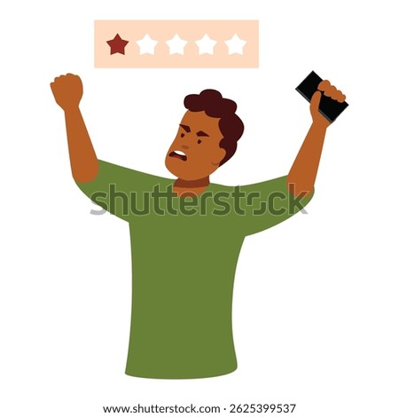 Dissatisfied customer complaining about bad service or product, leaving negative feedback