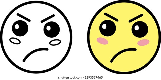 Dissatisfied Face Emotions. Cartoon Cute Vector Icons for Design