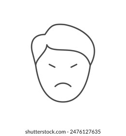 Icono de contorno de línea de cara insatisfecho