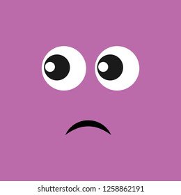 Dissatisfied face with a look to the side on color background. Vector illustration