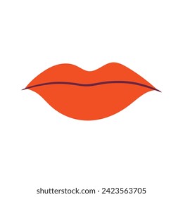 dissatisfied female lips. red thin lips. emotion sadness