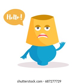 Dissatisfied lamp. Hello. Vector. Cartoon. Isolated art on white background. Flat