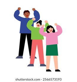 Dissatisfied people, protesters. Vector simple color flat illustration.