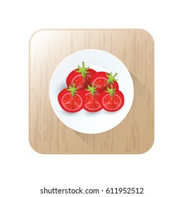 dissect tomato icon vector on button