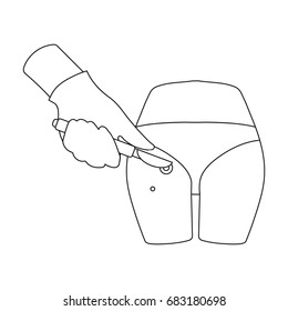 Dissection of a boil on the buttock of a man. Surgery single icon in outline style vector symbol stock illustration web.