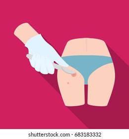 Dissection of a boil on the buttock of a man. Surgery single icon in flat style vector symbol stock illustration web.