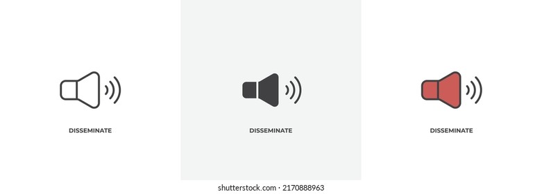 icono de diseminación. Versión colorida de línea, contorno sólido y relleno, contorno y signo vectorial relleno. Símbolo de idea, ilustración de logotipo. Gráficos vectoriales