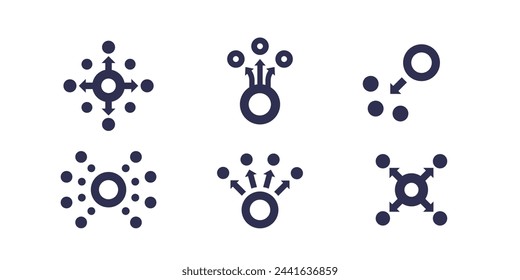 dissemination or dispersion icons, vector