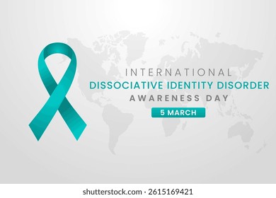 Dissociative identity disorder Awareness Month background design with teal silk ribbon.