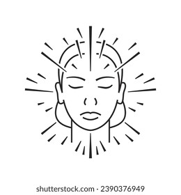 Dissociative identity disorder logotype, pictogram, sign. Complexity of the mind. Psychological defense mechanism. DID awareness symbol in black color. Editable vector illustration in thin line style.