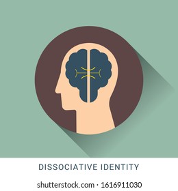 Dissociative identity icon concept in the drawing of human brain