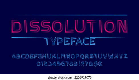 Dissolution alphabet font. Letters and numbers with transparency elements. Stock vector typeface for your typography design.