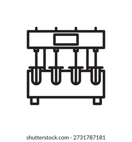 Dissolution tester icon symbolizing pharmaceutical quality control and drug release analysis, representing USP apparatus, tablet dissolution baths, in-vitro testing systems, and automated lab sampling