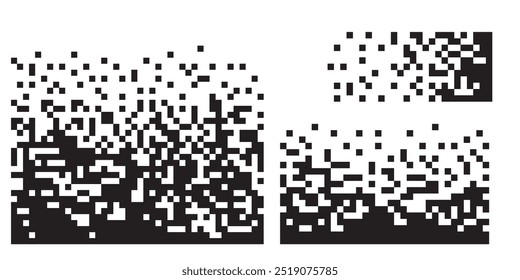 Dissolve pixel disperse blocks. Dust fragment, broken dots texture. Fractured disperse. Mosaic filled square dotted abstract pattern