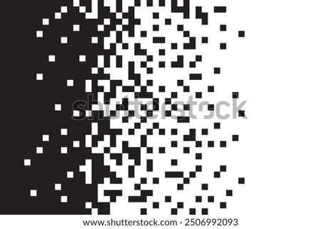 Dissolve pixel disperse blocks. Dust fragment, broken dots texture. Fractured disperse. Mosaic filled square dotted abstract pattern