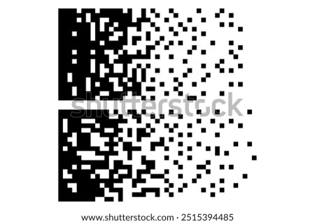 Dissolve pixel disperse blocks. Dust fragment, broken dots texture. Fractured disperse. Mosaic filled square dotted abstract pattern