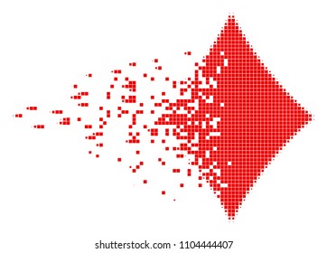Dissolved diamonds suit dotted vector icon with disintegration effect. Square points are combined into dissolving diamonds suit form.